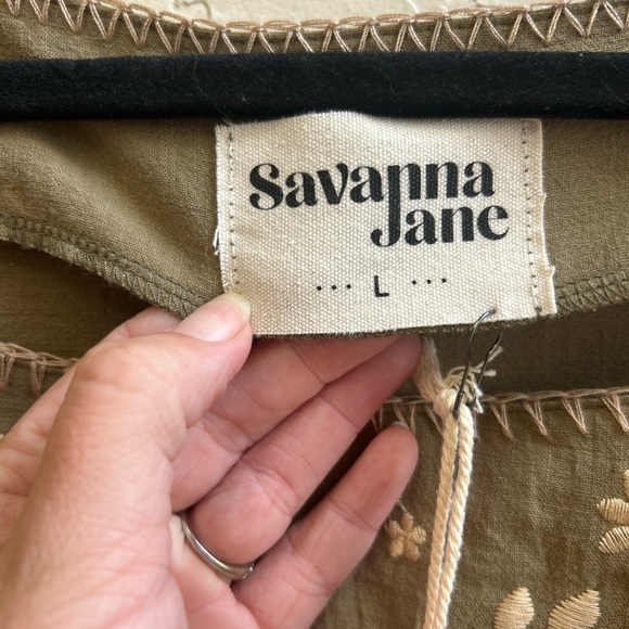 Savanna Jane nwt babydoll shirred waist boho embroidered top LG Peasant feminine - Picture 5 of 9